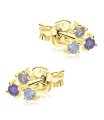 Triple Circles With CZ Stone Silver Ear Stud STS-5332